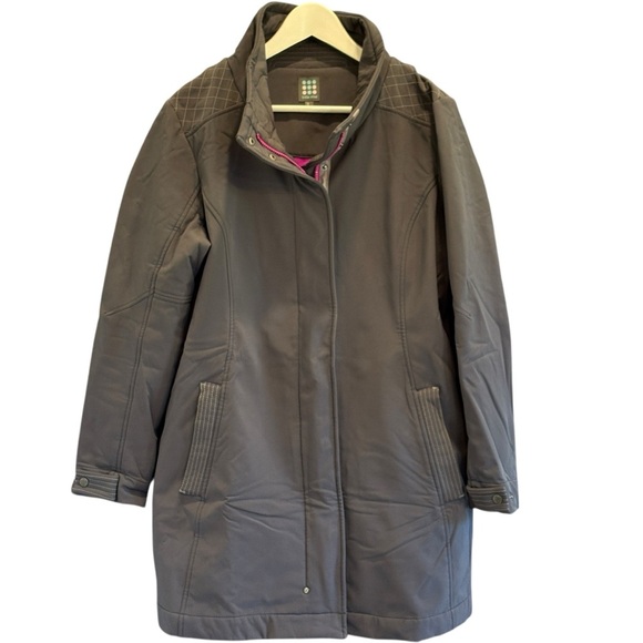 Title Nine Peacekeeper Trench Womens Jacket Size Large Gray Pink - Picture 1 of 8
